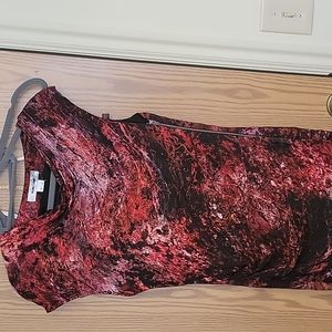 NWT asymmetrical red multi dress